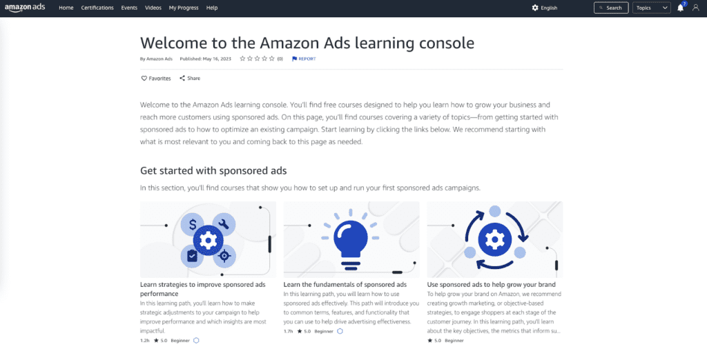 amazon ads learning console