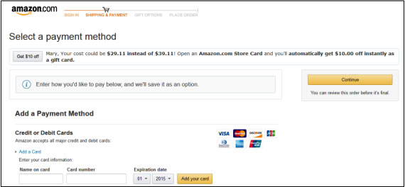 payment methods on amazon