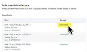 Bulk Spreadsheet History