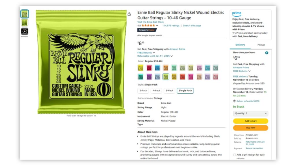 Best selling products on amazon - ernie ball