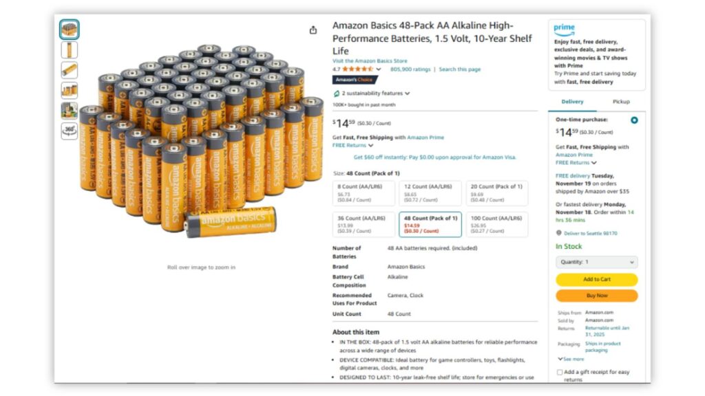 Best selling products on amazon - alkaline bateries